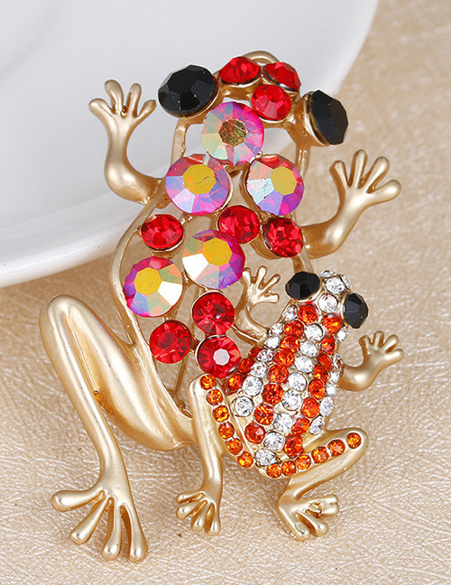 Fashion Red Frogs Shape Decorated Hollow Out Brooch