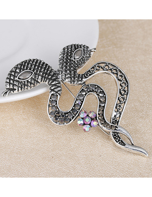 Personalized Gray Snake Shape Decorated Simple Brooch
