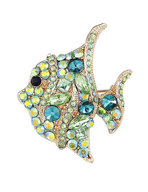 Trendy Green Fish Shape Decorated Simple Brooch