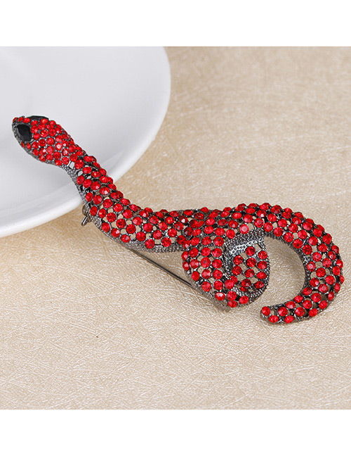 Exaggerated Red Python Shape Decorated Pure Color Brooch
