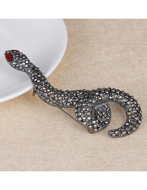 Exaggerated Gray Python Shape Decorated Pure Color Brooch