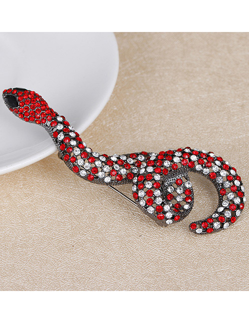Exaggerated Red+white Python Shape Decorated Simple Brooch