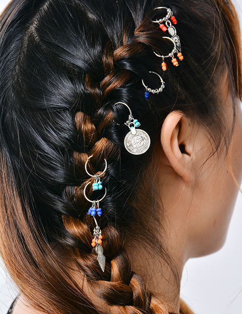 Fashion Multi-color Coins&beads Decorated Simple Hairpin