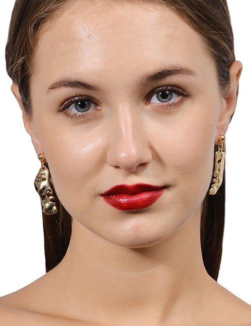Fashion Gold Color Mask Shape Decorated Pure Color Earrings