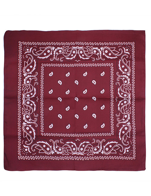 Bohemia Red Color-matching Decorated Tassel Sqaure Scarf
