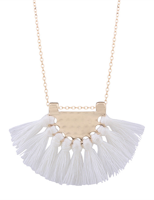 Bohemia White Fan Shape Decorated Necklace