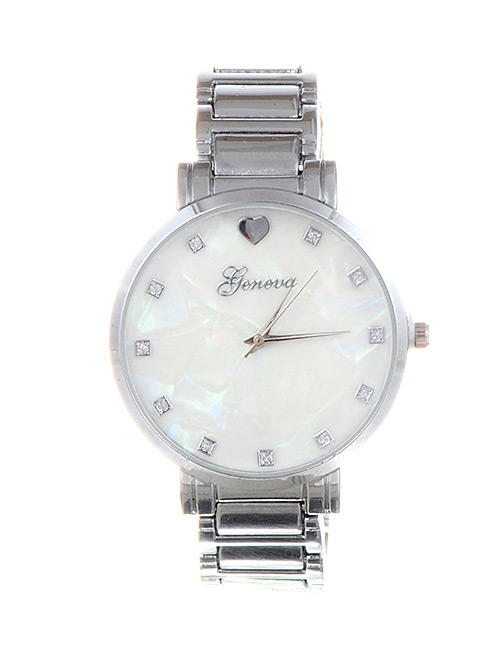 Fashion Silver Color Round Dial Design Pure Color Watch