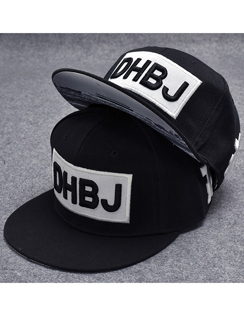 Trendy Black Letter Dhbj Pattern Decorated Hip-hop Cap(adjustable)