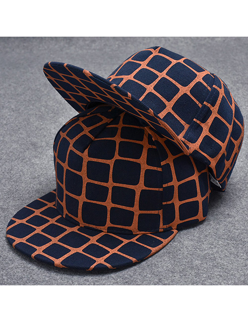 Trendy Navy Grid Pattern Decorated Hip-hop Cap(adjustable)