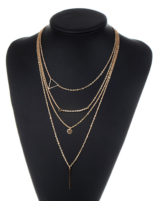 Fashion Gold Color Triangle Shape Decorated Multi-layer Necklace