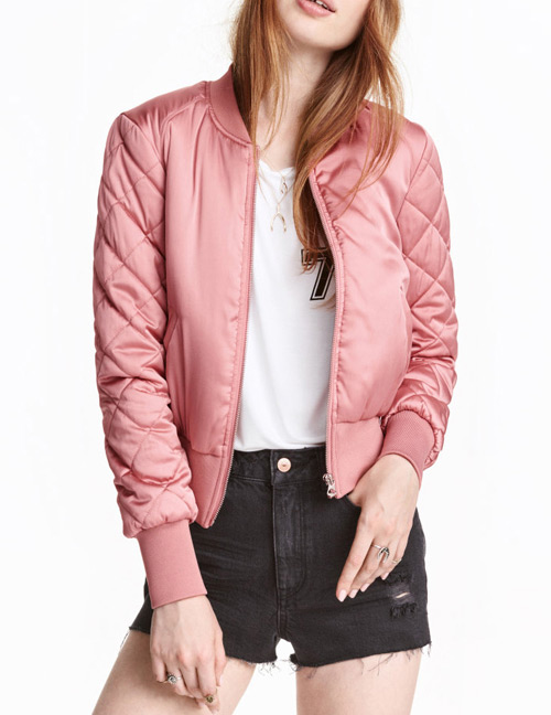 Fashion Pink Pure Color Decorated Jacket