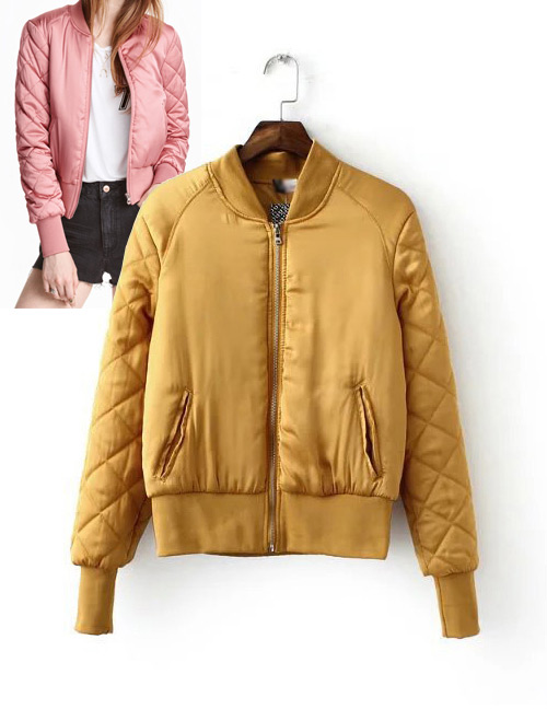 Fashion Yellow Pure Color Decorated Jacket