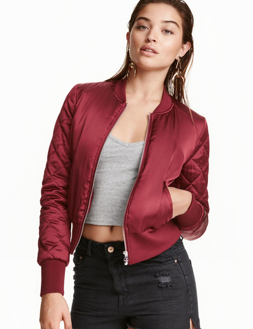 Fashion Claret-red Pure Color Decorated Jacket