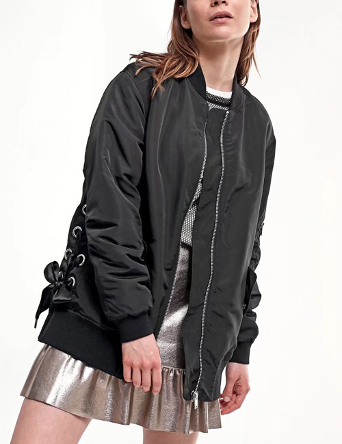 Fashion Black Pure Color Decorated Jacket
