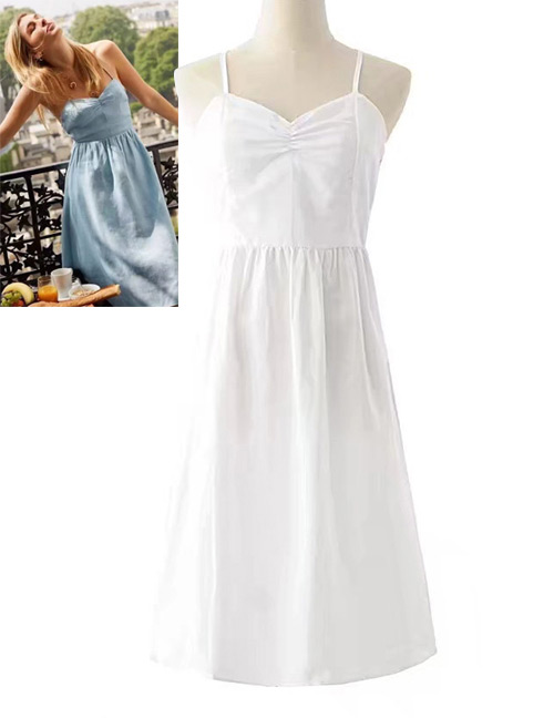 Sexy White Pure Color Decorated Long Dress
