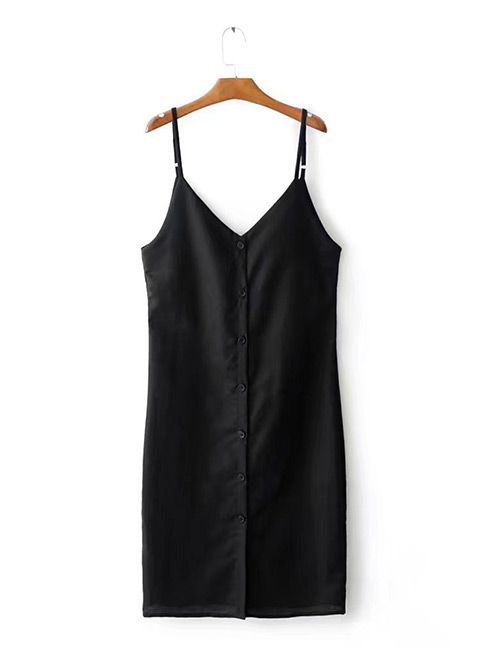 Sexy Black V-neckline Decorated Dress
