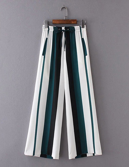 Fashion Multi-color Color-matching Decorated Wide-leg Trousers
