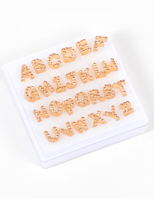 Fashion Champagne Diamond Decorated Letter Earrings (26pcs)