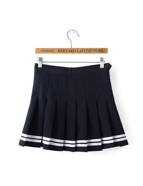 Fashion Navy Pure Color Decorated Skirt