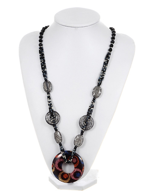 Fashion Black Round Shape Decorated Necklace