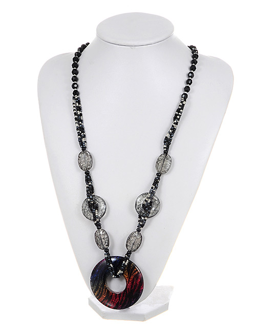 Fashion Black Color-matching Decorated Necklace