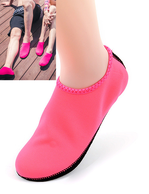 Fashion Pink Pure Color Decorated Beach Socks