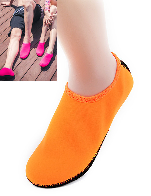 Fashion Orange Pure Color Decorated Beach Socks
