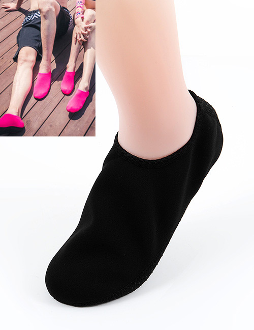 Fashion Black Pure Color Decorated Beach Socks