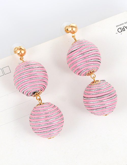 Fashoin Pink+silver Color Color-matching Decorated Round Earrings
