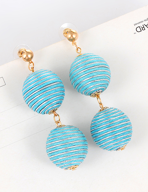 Fashoin Blue+silver Color Color-matching Decorated Round Earrings