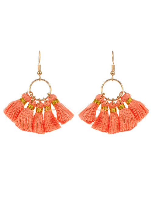 Bohemia Orange Tassel Decorated Earrings
