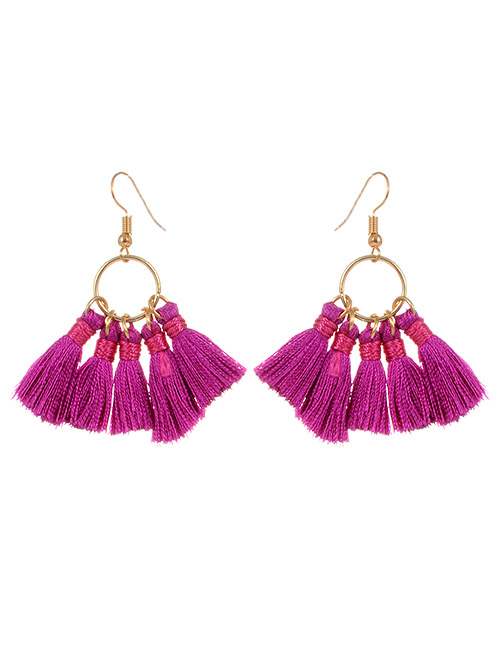 Bohemia Purple Tassel Decorated Earrings