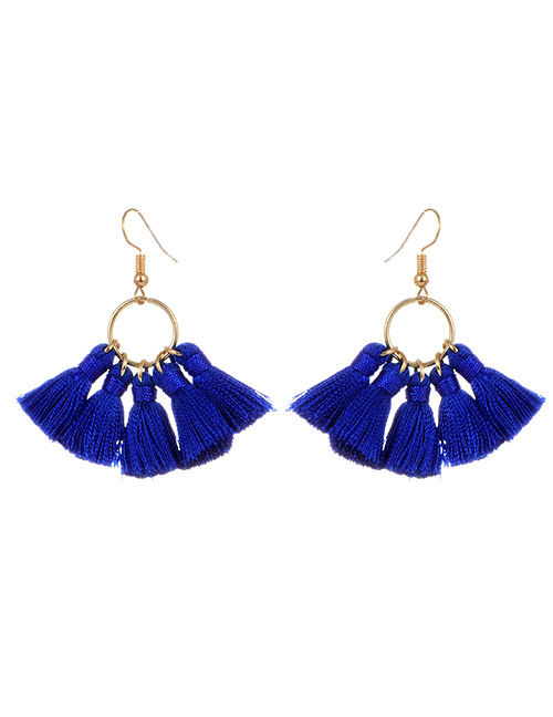 Bohemia Sapphire Blue Tassel Decorated Earrings