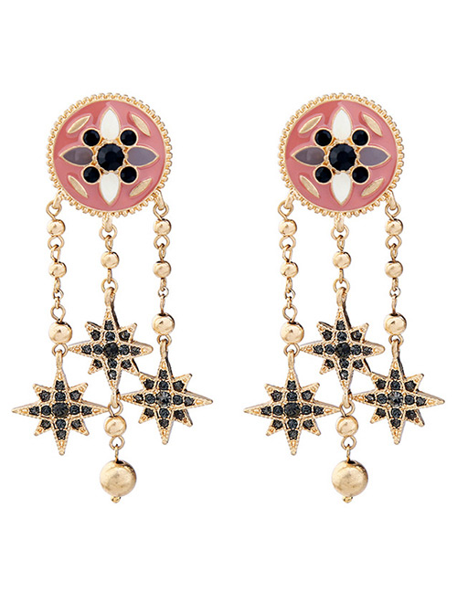 Personality Pink+black Wind Chimes Shape Decorated Earrings