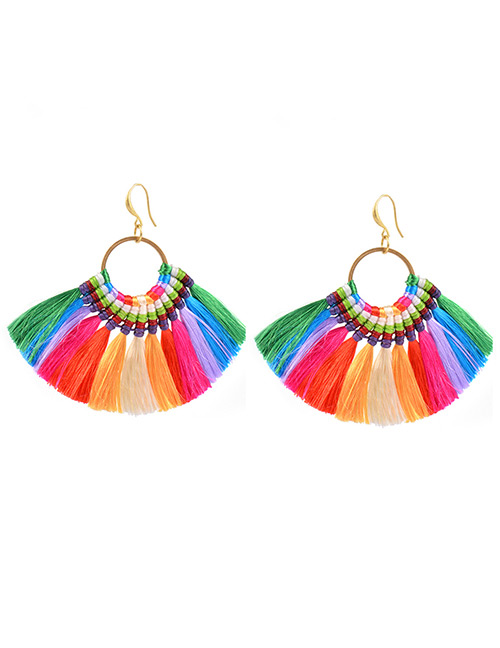 Bohemia Milti-color Color-matching Decorated Tassel Earrings