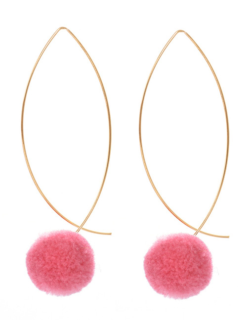 Lovely Pink Fuzzy Ball Decorated Pom Earrings