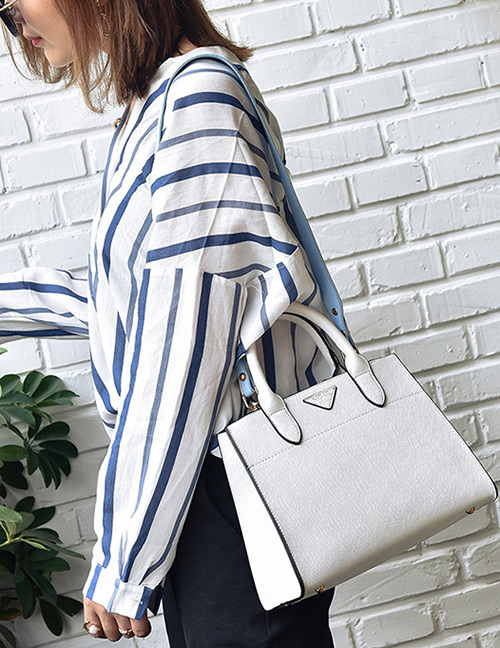 Elegant White Pure Color Decorated Bag