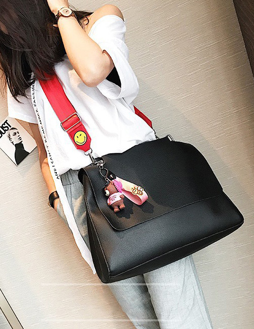 Lovely Black Little Bear Decorated Bag