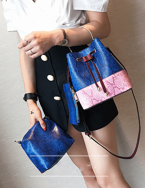 Elegant Blue Color-matching Decorated Bag (2pcs)