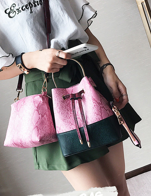 Elegant Pink Color-matching Decorated Bag (2pcs)