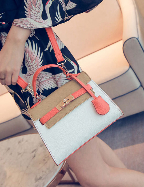 Fashion White Color-matching Decorated Bag