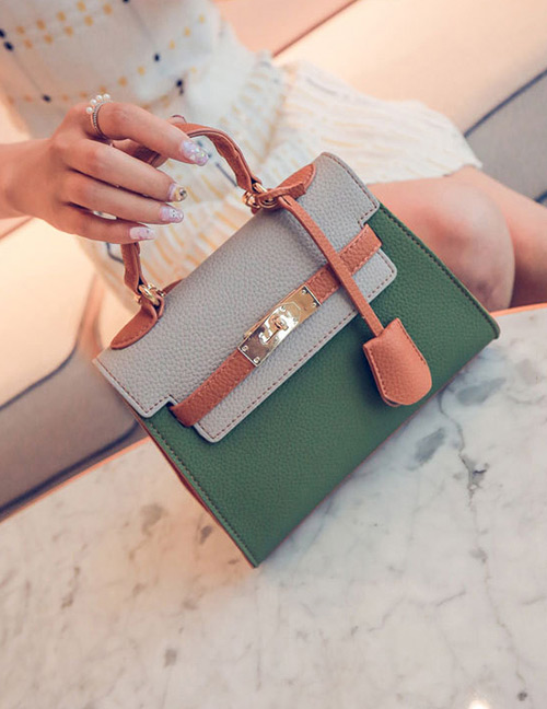Fashion Green Color-matching Decorated Bag