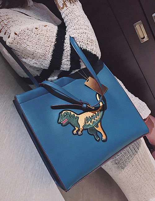 Personality Blue Dinosaur Shape Decorated Bag