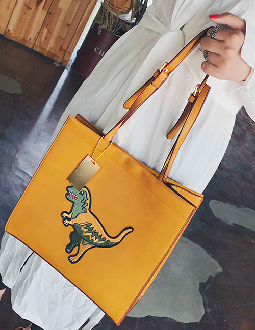 Personality Yellow Dinosaur Shape Decorated Bag