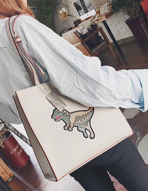 Personality White Dinosaur Shape Decorated Bag