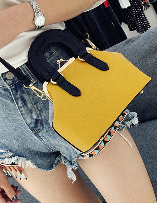Elegant Yellow Pure Color Decorated Bag