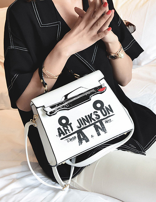 Fashion White Car Shape Decorated Bag
