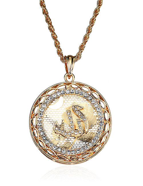 Elegant Gold Color Round Shape Decorated Necklace