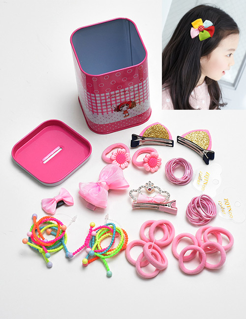 Lovely Pink Cat Ears Decorated Children Hair Clip (13pcs+box)