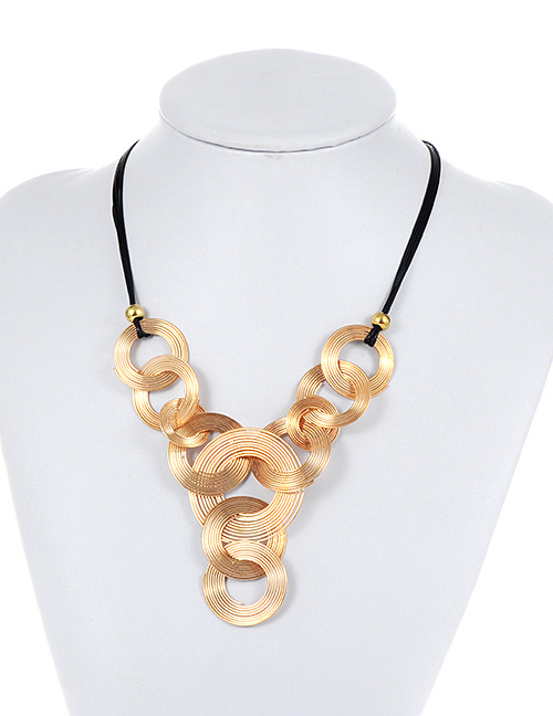 Exaggerated Gold Color Round Shape Decorated Short Chain Necklace
